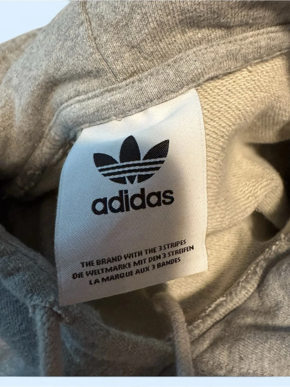 adidas Gray Trefoil Logo Hooded Pullover
